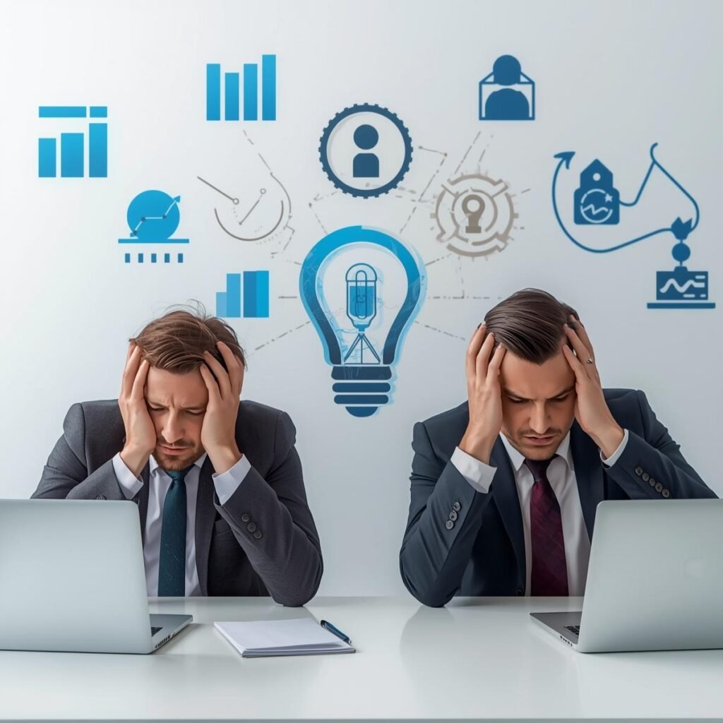 los sistemas desconectados frenan tu capacidad de aprovechar la ia. la frustración aumenta en un empresario por una gestión de datos ineficaz. (1)